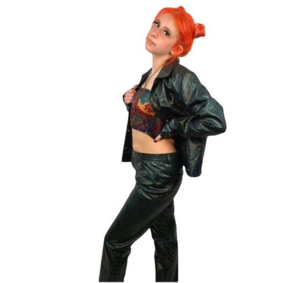 Guess Faux Snakeskin Jacket Vintage 90's Medium - Picture 3 of 14